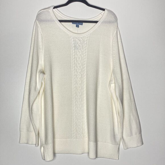 New Karen Scott Women's Cable Knit Trimmed Sweater Women's Plus Size 2X - Picture 1 of 6